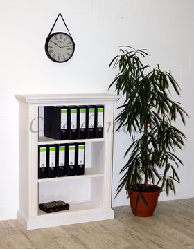 niedriges Bücherregal Regal landhaus PINEA Pinie massiv weiss gebürstet casademobila