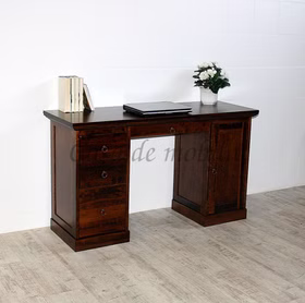 Massivholz Schreibtisch 135x78x48cm TOSCANA Pappel massiv braun lackiert casademobila Massivholz Schreibtisch 135x78x48cm TOSCANA Pappel massiv braun lackiert casademobila