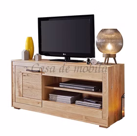 Massivholz TV-schrank 130x62x46cm Wildeiche massiv natur geölt sandgestrahlt,1030660301 Casa de mobila Goslar