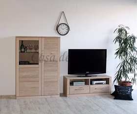 Massivholz Anbauwand klein PALERMO 216x143x40cm Wildeiche massiv bianco geölt, 7171 22+24 EB GM Casa de mobila Goslar