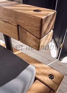 Balkenbett IV Holzbeine WOODSTOCK Wildeiche massiv geölt Holzbett aus balkenholz IV RUSTIKAL Wildeiche massiv geölt mit Wuchsrissen casademobila Goslar