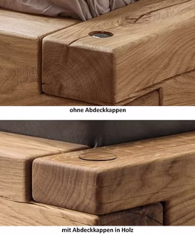 Balkenbett I mit U Holzbeine WOODSTOCK Wildeiche geölt mit Wuchsrissen von Casademobila Goslar Balkenbett I mit U Holzbeine WOODSTOCK Wildeiche geölt mit Wuchsrissen von Casademobila Goslar