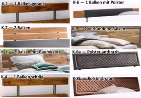Kopfteil-Auswahl für Balkenbetten Kopfteil-Auswahl für Balkenbetten
