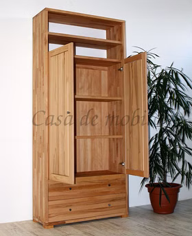 Dielenschrank 89x200x33cm CONTRA Massivholz 2türig mit Schubladen Massivholz Garderobenschrank schmal mit Schubladen CONTRA 89x200x33cm kernbuche massiv natur geölt Casa de mobila Goslar
