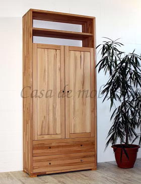 Dielenschrank 89x200x33cm CONTRA Massivholz 2türig mit Schubladen Massivholz Wäscheschrank schmal mit Schubladen CONTRA 89x200x33cm kernbuche massiv natur geölt Casa de mobila Goslar