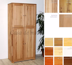 Massivholz Dielenschrank 4türig CONTRA 89x200x46cm kiefer,kernbuche,wildeiche massiv natur oder bianco geölt Casa de mobila Goslar