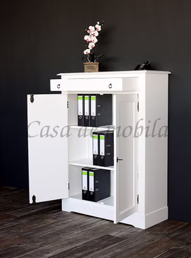 Massivholz Wäscheschrank 105x138x42cm TOSCANA Pappel massiv weiß lackiert casa de mobila Goslar