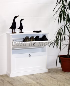 Schuhkommode 76x75x20cm DECOR Pappel weiß lackiert