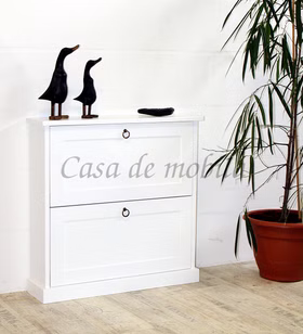 Schuhkommode 76x75x20cm DECOR Pappel weiß lackiert