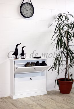 Schuhkommode 76x75x20cm DECOR Pappel weiß lackiert