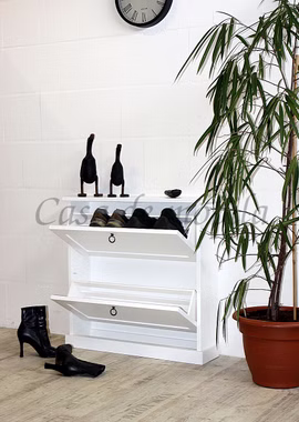 Schuhkommode 76x75x20cm DECOR Pappel weiß lackiert