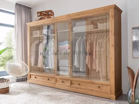 Kleiderschrank 310x215x62cm MEXICAN-STIL Kiefer massiv Eichefarben geölt von Casademobila Goslar