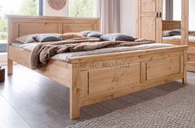 Massivholz Doppelbett MEXICAN-STIL 180x200cm Kiefer massiv Eichefarben gelaugt geölt Casa de mobila Goslar