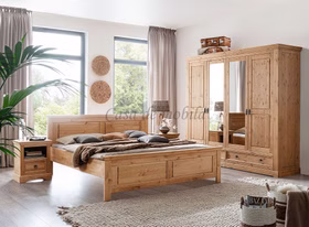 Massivholz Schlafzimmer Set komplett 4-teilig Mexican-Stil Kiefer massiv eichefarden gebeizt geölt Casa de mobila Goslar