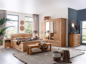 Massivholz Schlafzimmer Set 7-teilig Mexican-Stil Kiefer massiv eichefarden gebeizt geölt Casa de mobila Goslar