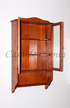 Hängevitrine 58x97x18cm DECOR Pappel massiv kirschbaumfarben lackiert Schmale Hängevitrine 58x97x18cm DECOR Pappel massiv kirschbaumfarben lackiert