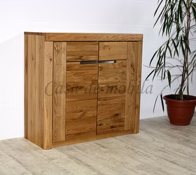 Massivholz kommode klein 2türig HORIZONT 102x94x40cm Asteiche massiv natur geölt Casa de mobila Goslar
