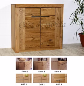 Massivholz Schuhschrank 2türig HORIZONT 102x94x40cm Ureiche massiv natur geölt Casa de mobila Goslar