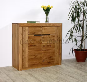 Massivholz Schuhkommode 2türig HORIZONT 102x94x40cm Asteiche massiv natur geölt Casa de mobila Goslar