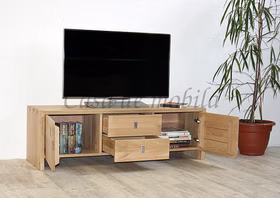 Massivholz Fernsehschrank mit stauraum CAMILLA Wildeiche massiv weiss Bianco geölt