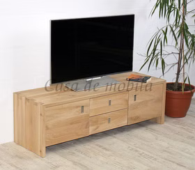 holz TV-bank mit stauraum kommode CAMILLA Wildeiche massiv weiss Bianco geölt
