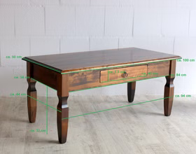Massivholz Couchtisch mit schublade DECOR Pappel lackiert casademobila Goslar Massivholz Couchtisch mit schublade DECOR Pappel lackiert casademobila Goslar