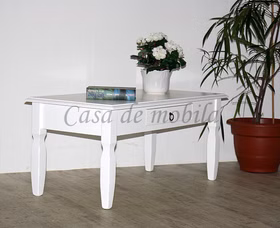 Massivholz Wohnzimmertisch mit Schublade 100x45x50cm DECOR Pappel weiß casademobila Goslar Massivholz Wohnzimmertisch mit Schublade 100x45x50cm DECOR Pappel weiß casademobila Goslar
