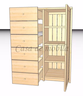 Hochkommode 92x123x46cm CONTRA Kiefer massiv Wäscheschrank 92x123x46cm CONTRA Kiefer massiv natur geölt Casa de mobila Goslar