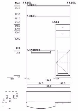 Schreibtisch-Regal 134x217x51/33cm CONTRA Massivholz Schreibtisch-Regal 134x217x51/33cm CONTRA Massivholz