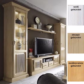 Wohnwand komplett set landhaus weiss sandfarbe honig PINEA Pinie massiv casademobila Goslar Wohnwand komplett set landhaus weiss sandfarbe honig PINEA Pinie massiv casademobila Goslar