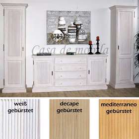 Anbauwand set 3teilig landhaus weiss sandfarbe honig PINEA Pinie massiv casademobila Goslar