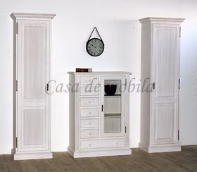 Anbauwand set 3teilig landhaus weiss sandfarbe honig PINEA Pinie massiv casademobila Goslar
