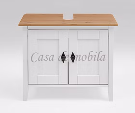 Massivholz Badunterschrank BERGEN 70x57x35cm Kiefer massiv weiß gelaugt lackiert Casa de mobila Goslar