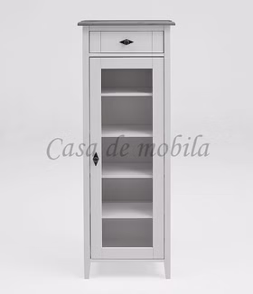 Badschrank mit glastür BERGEN 54x148x35cm Kiefer massiv weiß grau lackiert Casademobila Goslar Badschrank mit glastür BERGEN 54x148x35cm Kiefer massiv weiß grau lackiert Casademobila Goslar