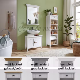 Badezimmer-Set 3teilig BERGEN Kiefer massiv weiß lasiert