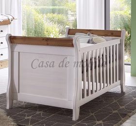 Babybett 70x140 cm BERGEN Kiefer massiv 2farbig weiß / gelaugt geölt Casa de mobila Goslar