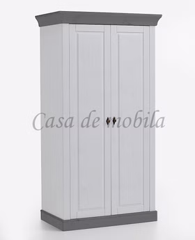 Massivholz Dielenschrank 2türig BERGEN 108x202x63cm Kiefer massiv weiß grau lackiert Casa de mobila Goslar Massivholz Dielenschrank 2türig BERGEN 108x202x63cm Kiefer massiv weiß grau lackiert Casa de mobila Goslar