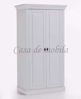 Massivholz Kinderschrank 108x202x63cm BERGEN Kiefer massiv weiß lasiert Casa de mobila Goslar