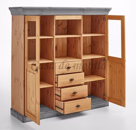 Highboard 143x145x45cm BERGEN Kiefer gelaugt geölt grau Geschirrschrank 143x145x45cm BERGEN Kiefernholz gelaugt geölt grau Farben Casa de mobila Goslar