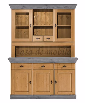 Buffetschrank 143x197x45cm BERGEN Kiefer 2farbig gelaugt geölt / grau