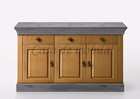 Buffetschrank 143x197x45cm BERGEN Kiefer 2farbig gelaugt geölt / grau