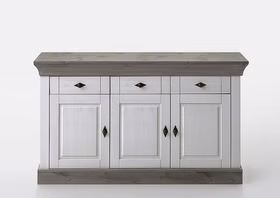 Buffet unterschrank 143x85x45cm BERGEN Kiefer massiv weiß grau lasiert Casa de mobila Goslar