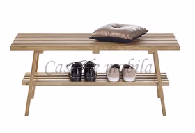 Massivholz garderobenbank mit ablage 100x45x35cm ALWAR Eiche massiv natur geölt casademobila Goslar