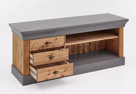 TV-Kommode 143x59x45 cm BERGEN Kiefer massiv gelaugt geölt / grau Farben lackiert Casa de mobila Goslar