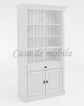 Massivholz Bücherregal mit türen und schublade 108x202x45cm BERGEN Kiefer massiv weiß lasiert, 132 wss/wss Casa de mobila Goslar Massivholz Bücherregal mit türen und schublade 108x202x45cm BERGEN Kiefer massiv weiß lasiert, 132 wss/wss Casa de mobila Goslar