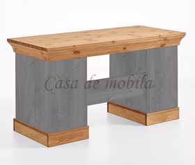 Schreibtisch 143x77x65cm BERGEN Kiefer 2farbig grau / gelaugt geölt