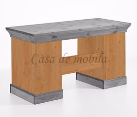 Schreibtisch 143x77x65cm BERGEN Kiefer 2farbig gelaugt geölt / grau