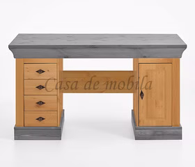 Schreibtisch 143x77x65cm BERGEN Kiefer 2farbig gelaugt geölt / grau
