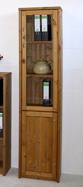 Vitrinenschrank schmal 47x199x33cm CONTRA kiefernholz massiv gelaugt geölt von Casademobila Goslar