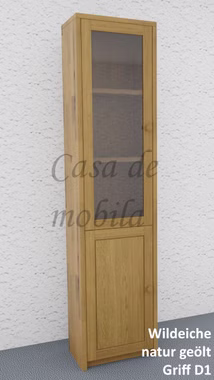 Vitrinenschrank schmal 47x199x33cm CONTRA Wildeiche massiv natur geölt von Casademobila Goslar